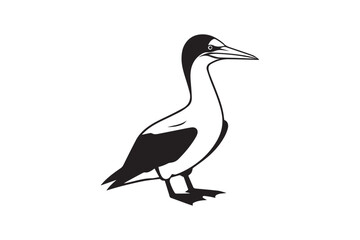  black and white simple Gannet bird vector silhouette 