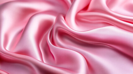 Obraz premium delicate baby pink satin crumpled up tightly, pink satin background for billboard