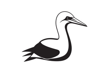  black and white simple Gannet bird vector silhouette 