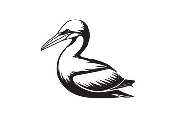  black and white simple Gannet bird vector silhouette 