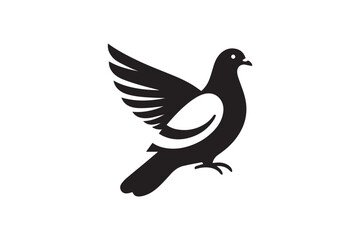  black and white simple pigeon vector silhouette 
