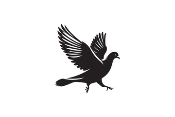  black and white simple pigeon vector silhouette 