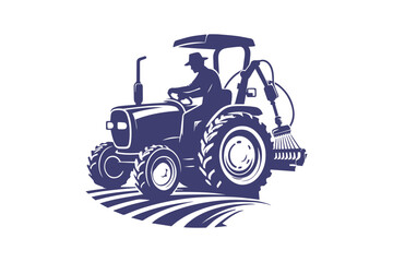 A vector silhouette of Farm Prodigy tractor with a white background.