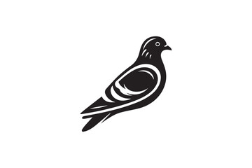  black and white simple pigeon vector silhouette 