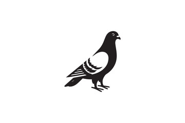  black and white simple pigeon vector silhouette 