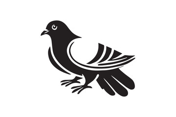  black and white simple pigeon vector silhouette 
