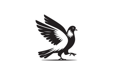  black and white simple pigeon vector silhouette 