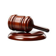 Judge gavel and sound block isolated on transparent background