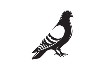  black and white simple pigeon vector silhouette 