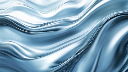 Fototapeta premium Abstract metallic blue waves, liquid, shiny, elegant background.