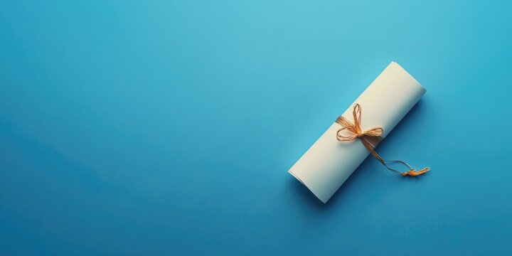 Graduation diploma on a blue background