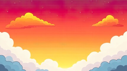Colorful sunset with clouds and stars in a vibrant sky background