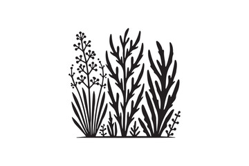  black and white simple Seaweed vector silhouette 