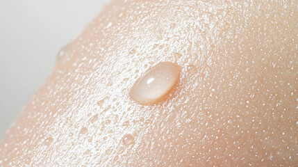 Fototapeta premium Moist skin with water droplets glistening, showcasing hydration and freshness