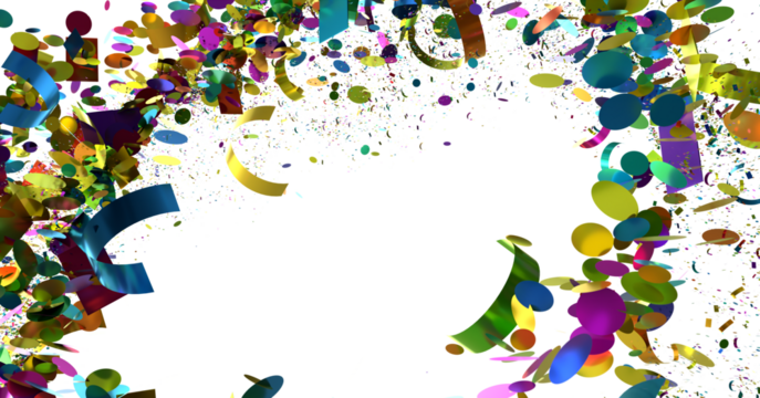 Festive background with vibrant confetti, ideal for party invitations, celebrations, and more.