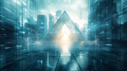 Naklejka premium futuristic urban landscape with triangular structures