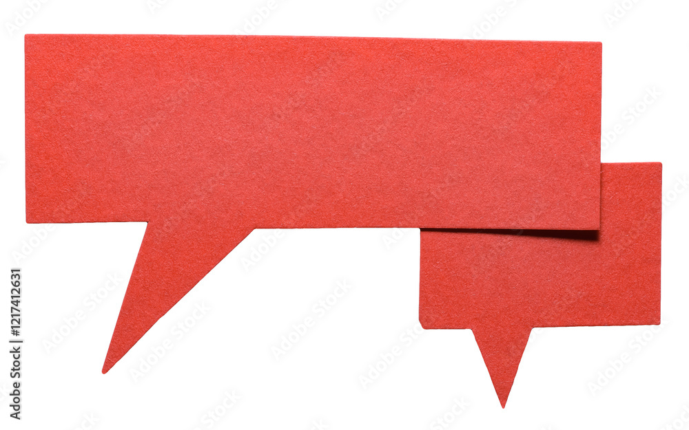 Aufkleber Red blank cut out cardboard paper speech bubbles with rough edges and copy space for text on transparent png background design element