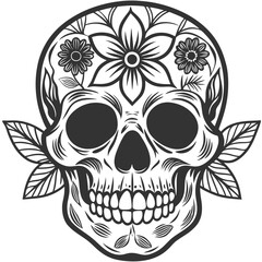 A Simple Clean Skull Design With Floral Accents High Quality Editable Vector Design And Illustration