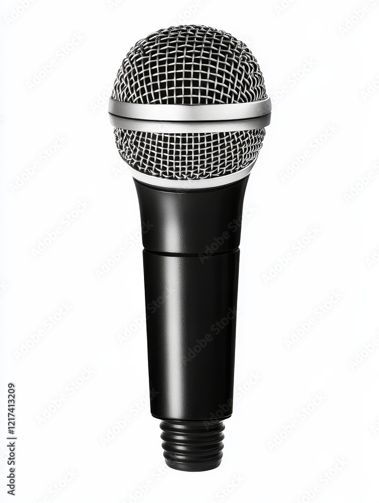 Poster black dynamic microphone - a high-quality image of a black dynamic microphone isolated on a white ba