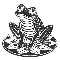 A Whimsical Frog Sitting On A Lily High Quality Editable Vector Design And Illustration