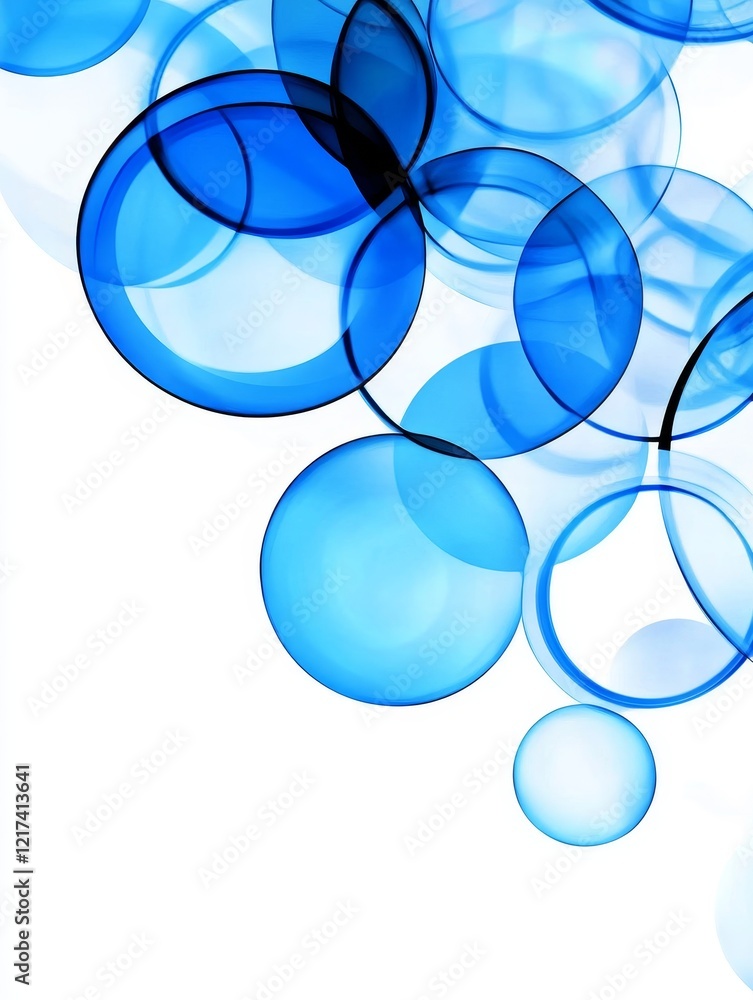 Poster blue bubbles abstract background - an abstract image featuring translucent blue circles overlapping 