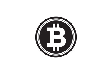 Obraz premium black and white simple bitcoin vector silhouette 