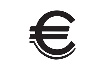  black and white simple Euro sign note vector silhouette 