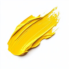 Yellow paint stroke isolated on white background