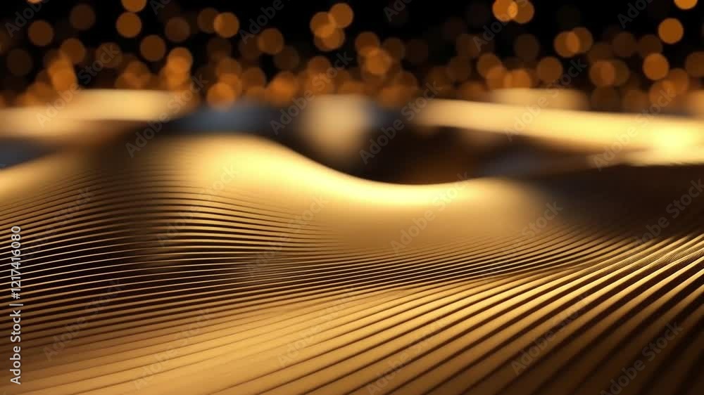 Leinwandbilder Golden Abstract Background: An abstract background of flowing golden lines with a warm, inviting glow.  The warm light and lines create a sense of energy and motion.