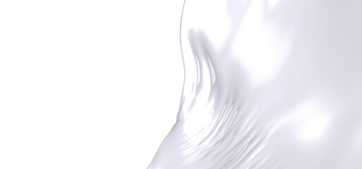 A white fabric draped and flowing in a soft, abstract form. The texture and folds of the material...