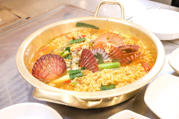 Seafood added to Korean instant ramen. Seafood Ramen