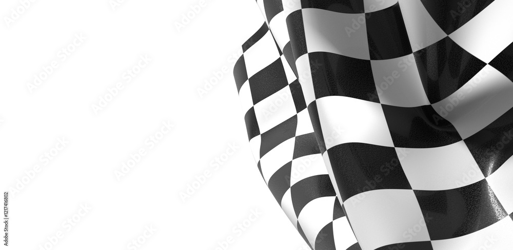 Poster the checkered flag waves signaling the finish line