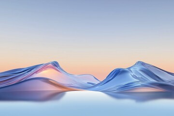 Serene abstract mountains at sunset reflection.