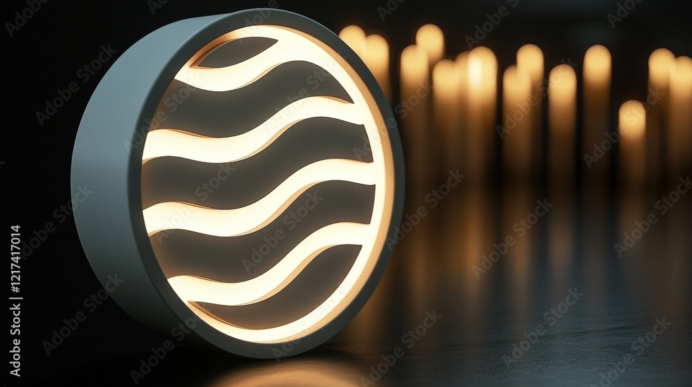 Aufkleber soft ambient light with wave pattern in modern design, featuring candle glow in background for relax