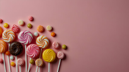 Colorful Candy Sprinkles on Pink Surface for Sweet Treats