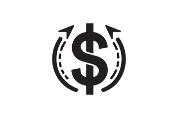 black and white simple doller sign note vector silhouette 