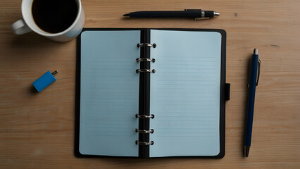Desk with Office Supplies and Planner for Organization