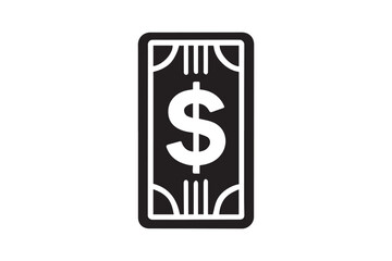  black and white simple doller sign note vector silhouette 