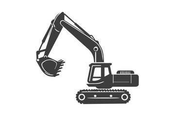 a black and white silhouette of an excavator