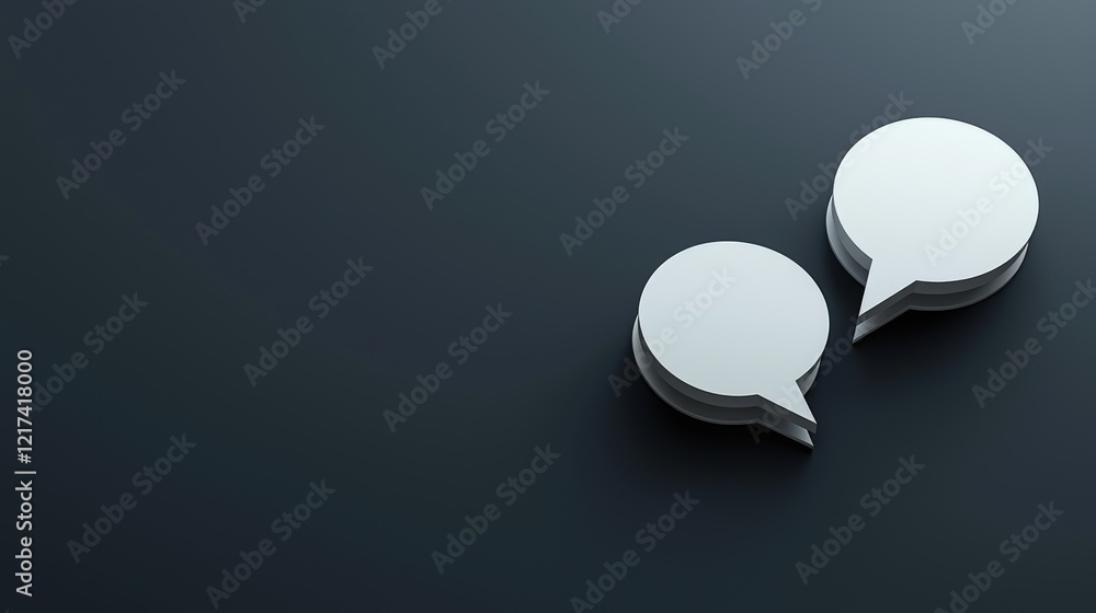 Poster minimalist communication icons on dark background for messaging and social media applications
