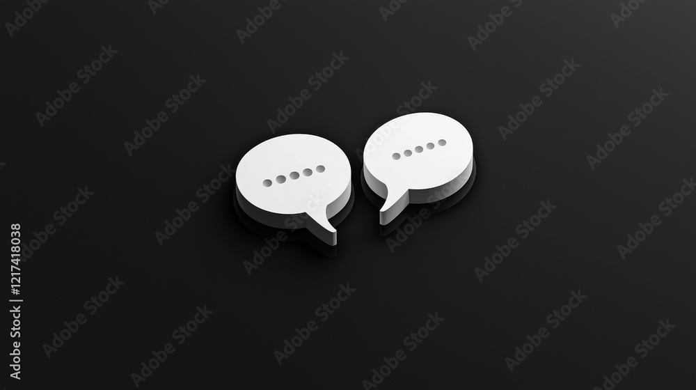 Aufkleber white speech bubbles on a sleek black background symbolizing communication and conversation in a mod