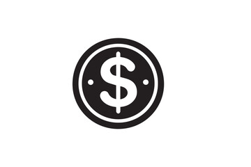  black and white simple doller sign note vector silhouette 