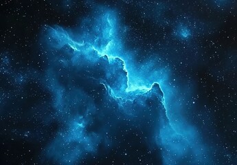 Fototapeta premium A blue nebula cloud in space, with a background of stars. A cinematic scene