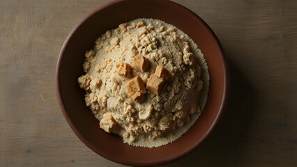 Assorted Colorful Spices in a Rustic Wooden Bowl Natural Culinary Ingredients for Cooking and Flavor.