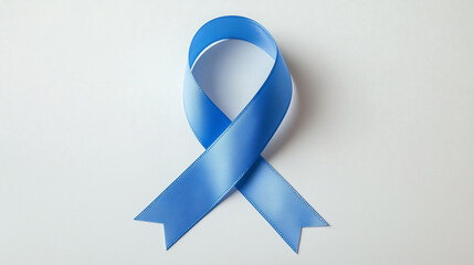 Blue child abuse awareness ribbon isolated on white background for awareness campaigns and support