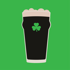 Guinness, pint glass, glass of beer, green background, alcoholic drink silhouette, ST Patricks Day