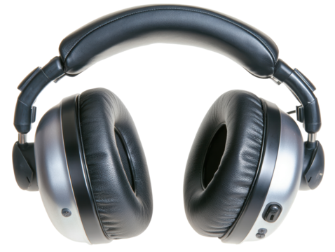 Isolated Silver and Black Headphones Close-up