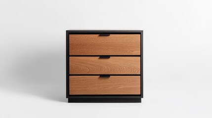 Modern Wooden Drawer Unit with Black Accents