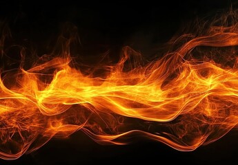 Fototapeta premium Flaming texture, burning flames on a black background