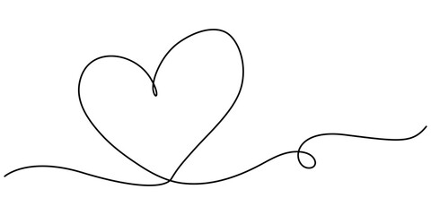 Hand drawn doodle heart. Stroke is editable so you can make it thiner or thicker. Continuous seamless line art drawing, Heart shape outline, Continuous line icon, One line  Drawing or illustration. 